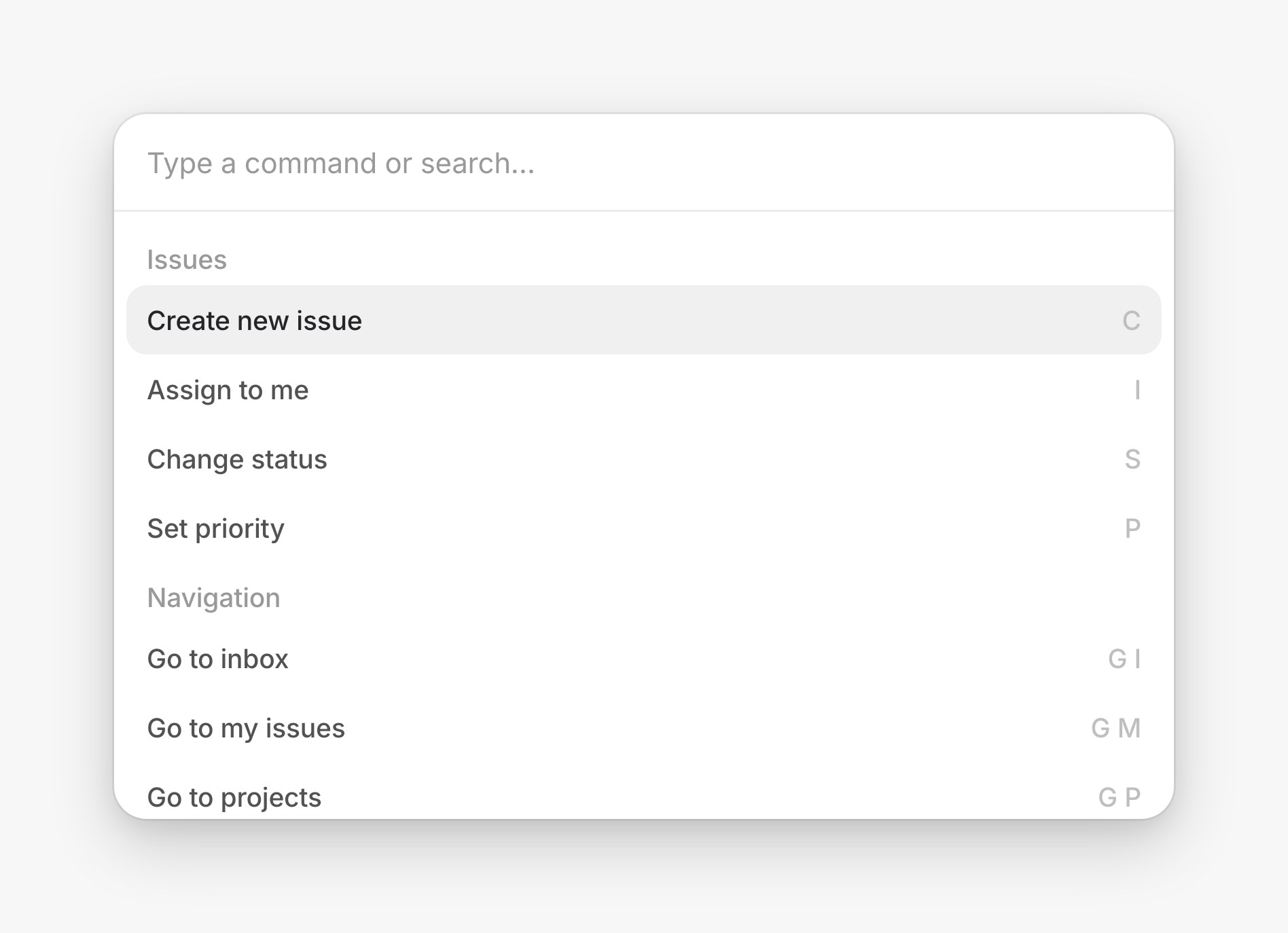 The command menu in its own app
